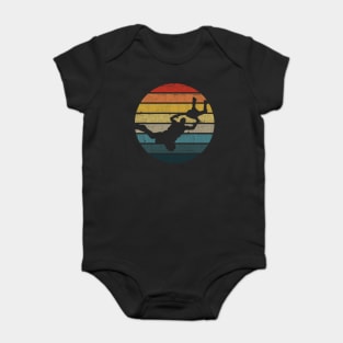 BASE jumping Silhouette On A Distressed Retro Sunset print Baby Bodysuit